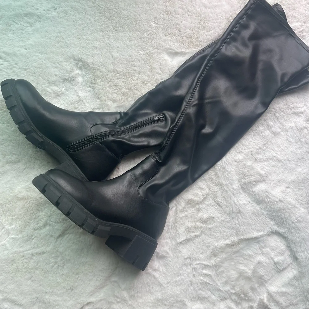 Steven Over the Knee Black Boots 9 - Picture 1 of 7